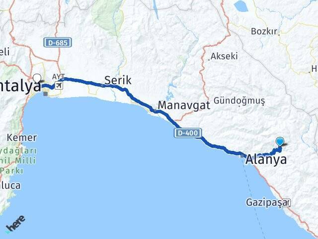 Taşbaşı Antalya Otogarı Arası Kaç Km - Yol Tarifi