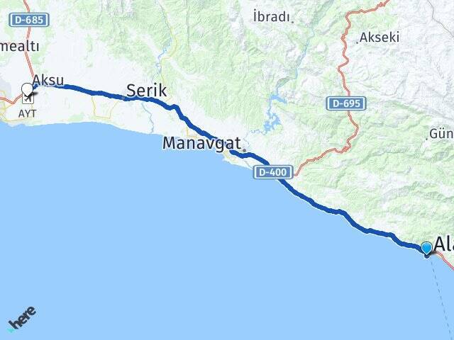 Tophane Antalya Havalimanı Arası Kaç Km - Yol Tarifi