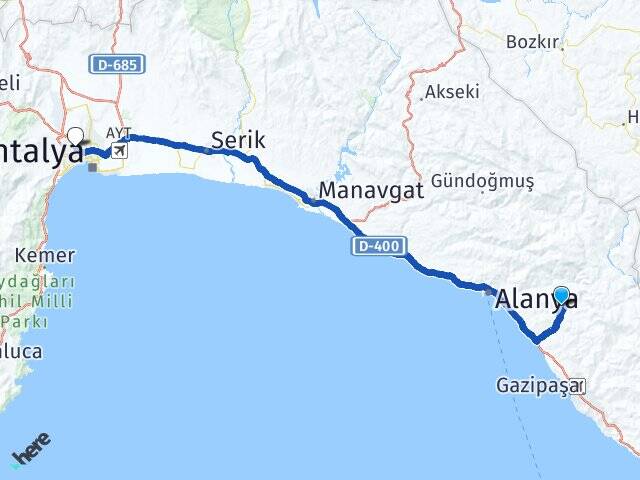 Yaylakonak Antalya Otogarı Arası Kaç Km - Yol Tarifi