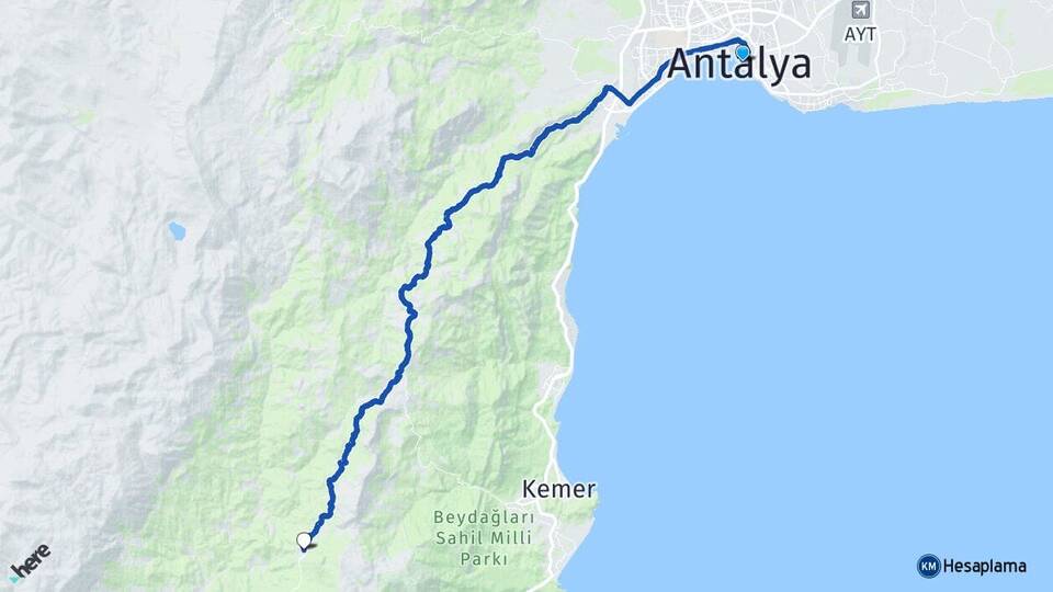 Antalya Altınyaka Kumluca Arası Kaç Km - Yol Haritası