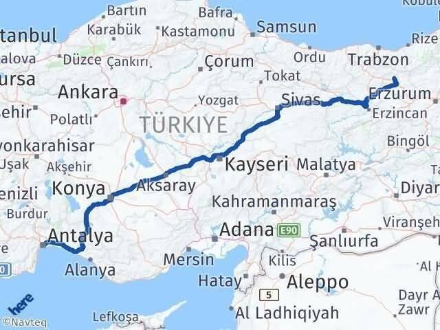 Antalya Aydıntepe Bayburt Arası Kaç Km - Yol Haritası