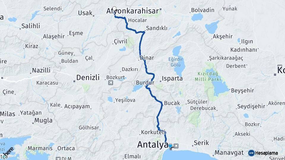 Antalya Banaz Arası Kaç Km - Yol Tarifi
