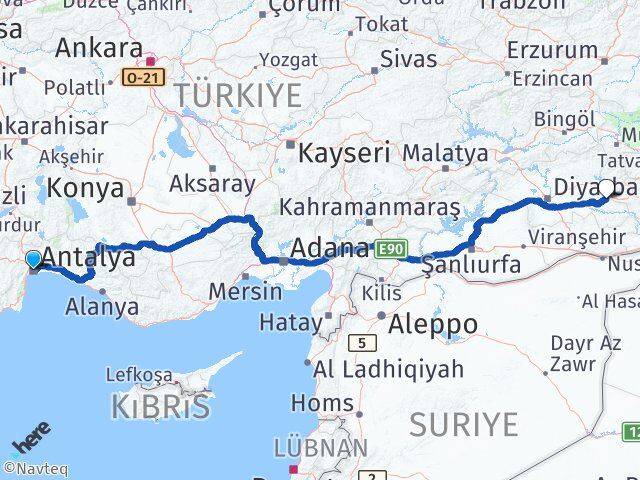 Antalya Beşiri Batman Arası Kaç Km - Yol Haritası