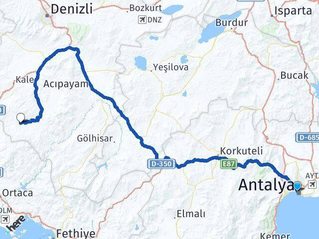 Antalya Beyağaç Denizli Arası Kaç Km - Yol Haritası