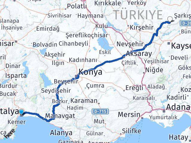 Antalya Çandır Yozgat Arası Kaç Km - Yol Haritası