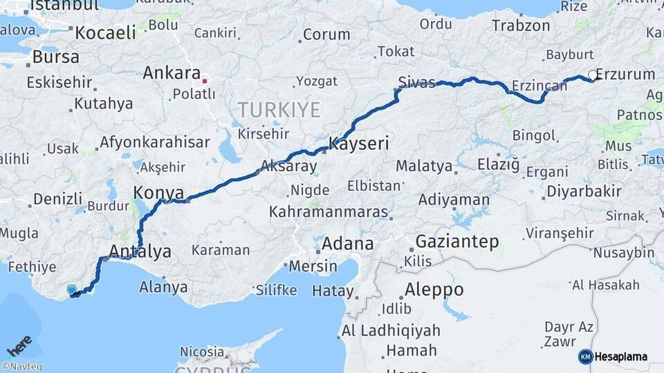 Demre Erzurum Arası Kaç Km - Yol Tarifi