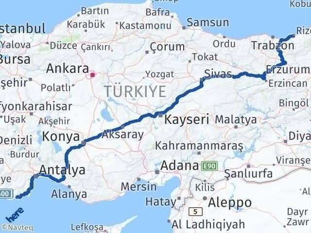 Demre Rize Arası Kaç Km - Yol Tarifi
