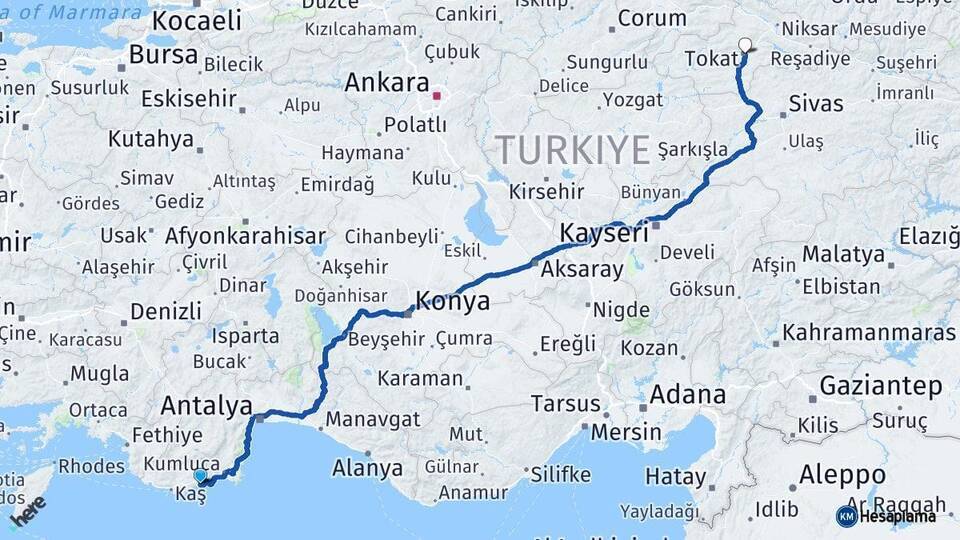Demre Tokat Arası Kaç Km - Yol Tarifi
