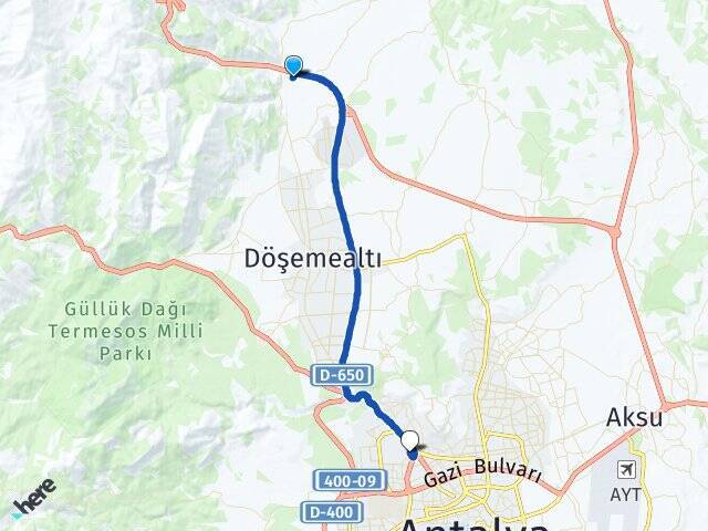 Bıyıklı Antalya Otogarı Arası Kaç Km - Yol Tarifi