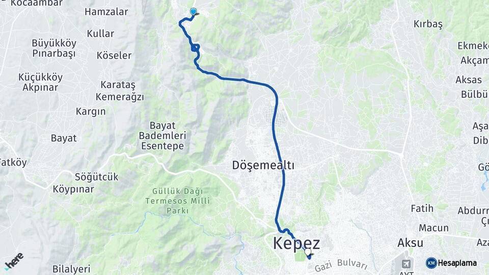 Dağbeli Antalya Otogarı Arası Kaç Km - Yol Tarifi