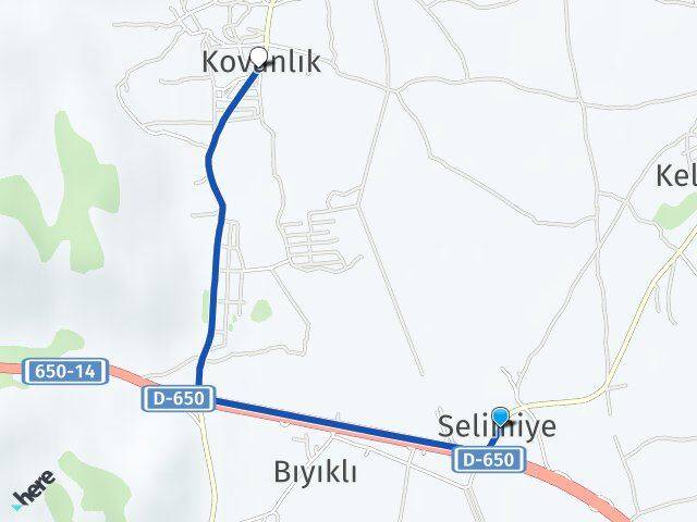 Selimiye Kovanlık Arası Kaç Km - Yol Tarifi