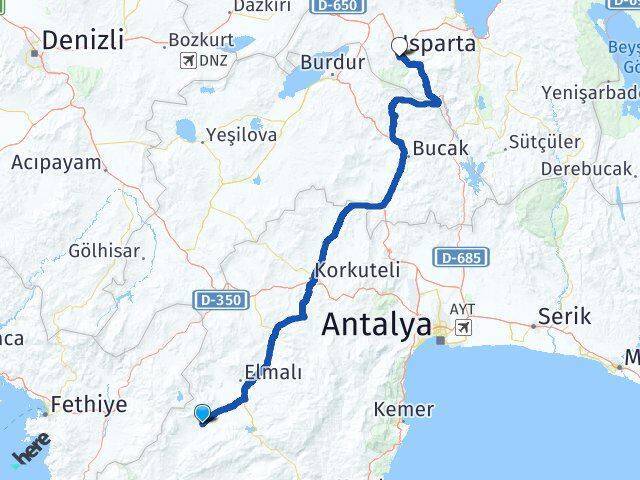 Akçay Isparta Arası Kaç Km - Yol Tarifi