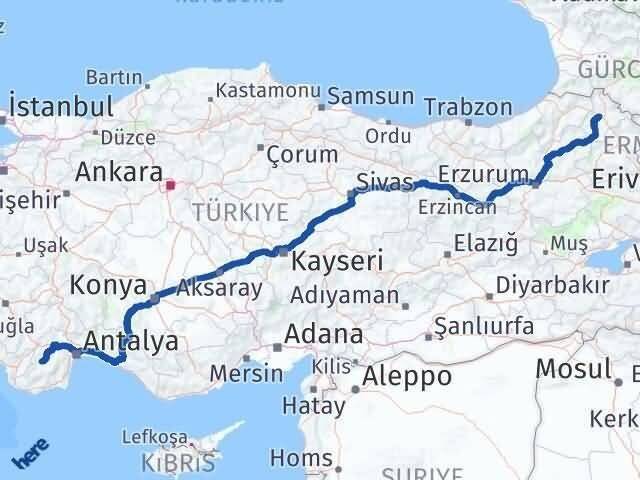 Antalya Elmalı Ardahan Arası Kaç Km - Yol Haritası