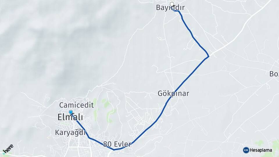 Antalya Elmalı Bayındır Elmalı Arası Kaç Km - Yol Haritası