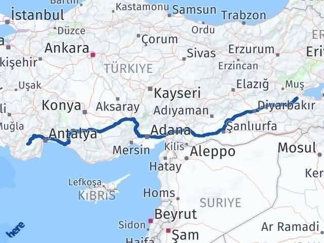 Antalya Elmalı Bitlis Arası Kaç Km - Yol Haritası