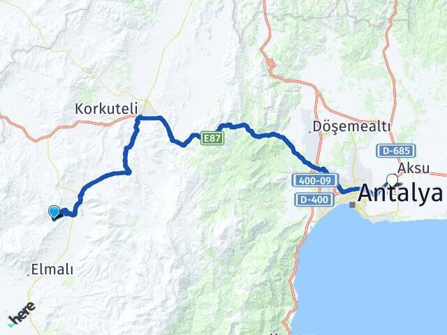 Gümüşyaka Antalya Havalimanı Arası Kaç Km - Yol Tarifi