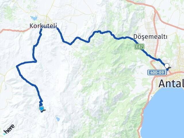 Ovacık Antalya Otogarı Arası Kaç Km - Yol Tarifi
