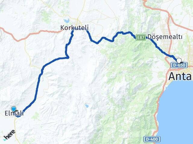 Tahtamescit Antalya Otogarı Arası Kaç Km - Yol Tarifi