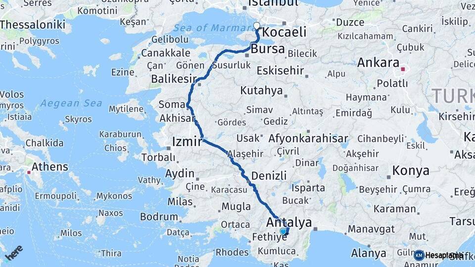 Antalya Elmalı Yalova Arası Kaç Km - Yol Haritası