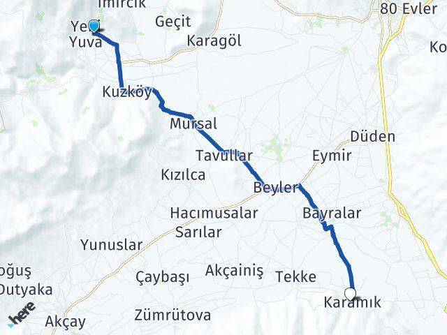 Yuva Karamık Arası Kaç Km - Yol Tarifi