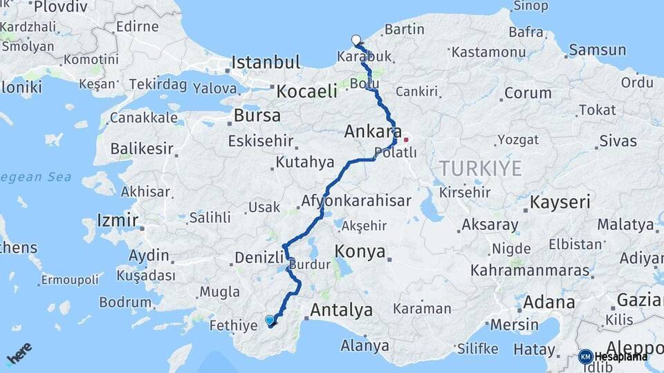 Antalya Elmalı Zonguldak Arası Kaç Km - Yol Haritası