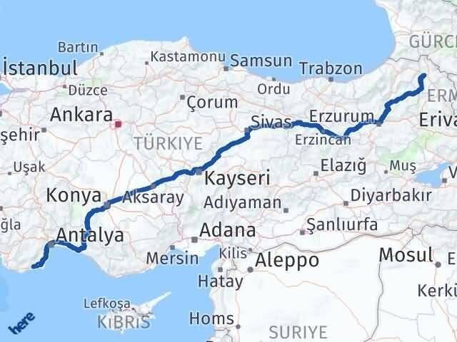 Antalya Finike Ardahan Arası Kaç Km - Yol Haritası