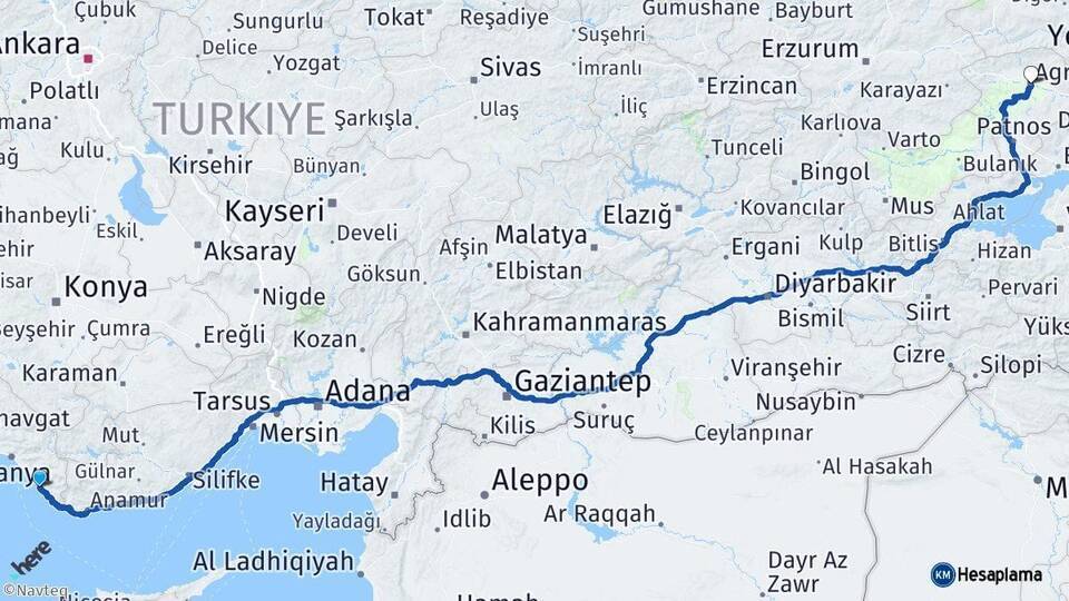 Gazipaşa Ağrı Arası Kaç Km - Yol Tarifi