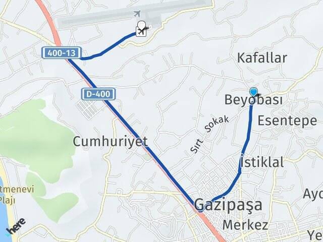 Beyobası Gazipaşa Alanya Havalimanı Arası Kaç Km - Yol Tarifi