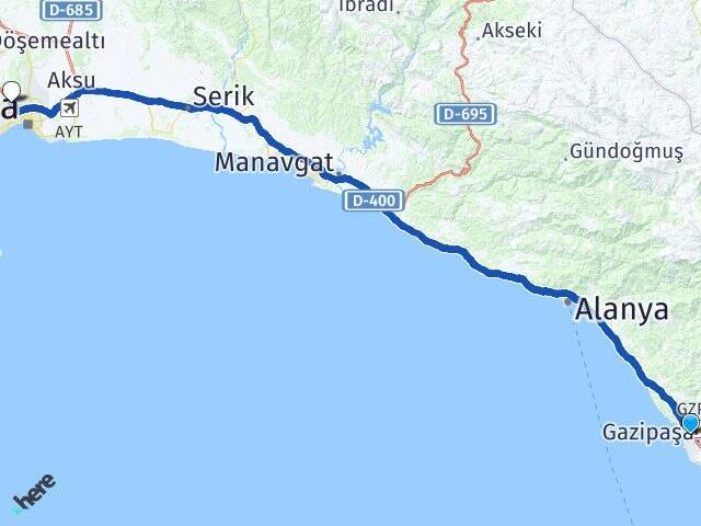 Cumhuriyet Antalya Otogarı Arası Kaç Km - Yol Tarifi