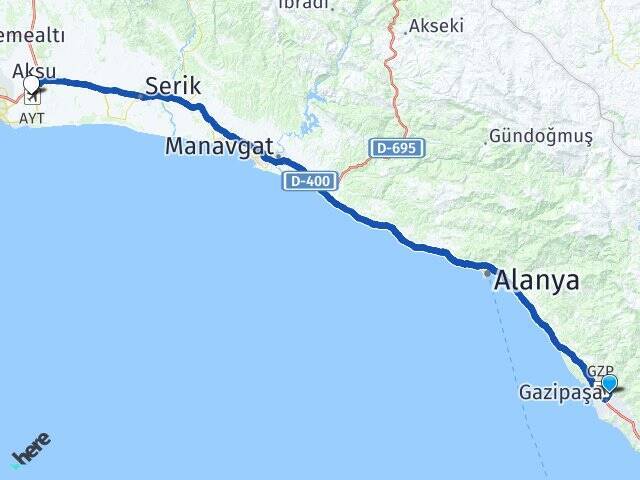 Esentepe Antalya Havalimanı Arası Kaç Km - Yol Tarifi