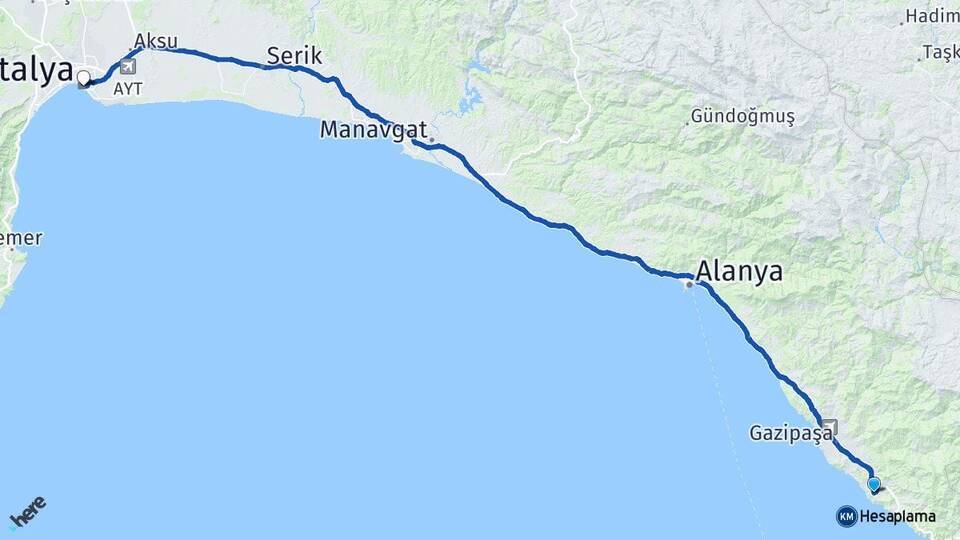 Muzkent Antalya Arası Kaç Km - Yol Tarifi