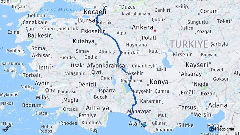 Antalya Gazipaşa Sakarya Arası Kaç Km - Yol Haritası