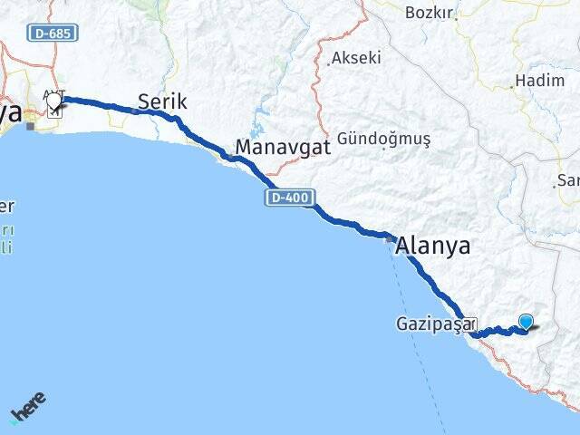 Üçkonak Antalya Havalimanı Arası Kaç Km - Yol Tarifi