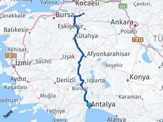 Antalya Gölpazarı Bilecik Arası Kaç Km - Yol Haritası
