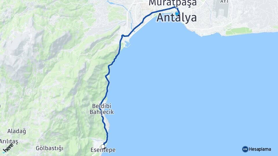 Antalya Göynük Kemer Arası Kaç Km - Yol Haritası