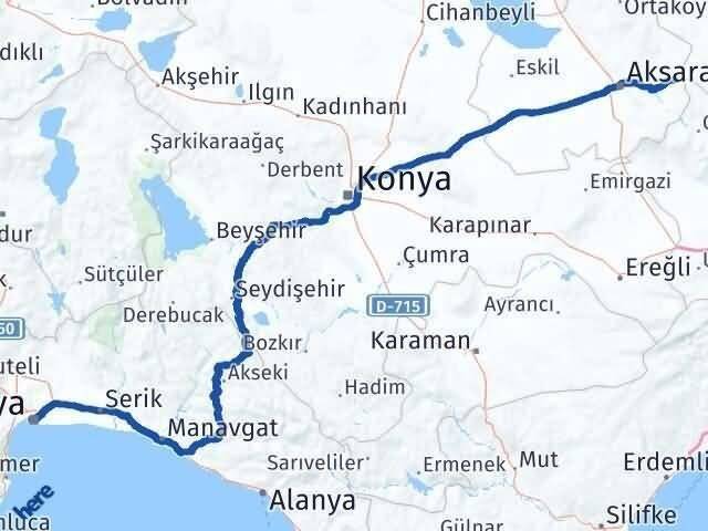 Antalya Gülağaç Aksaray Arası Kaç Km - Yol Haritası