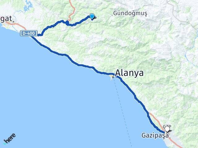 Karabul Gazipaşa Alanya Havalimanı Arası Kaç Km - Yol Tarifi