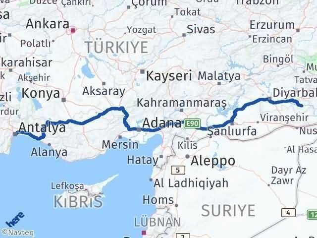 Antalya Hasankeyf Batman Arası Kaç Km - Yol Haritası