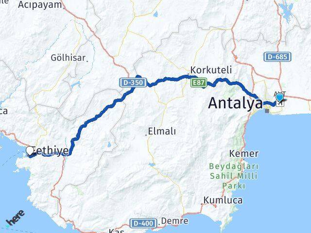 Antalya Havalimanı Fethiye Arası Kaç Km - Yol Tarifi