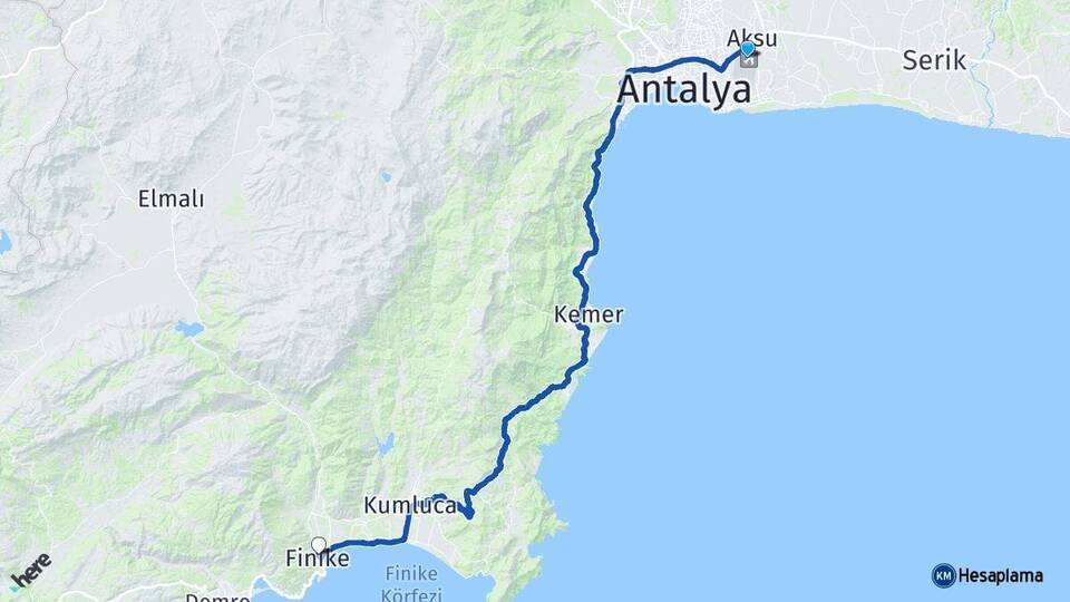 Antalya Havalimanı Finike Arası Kaç Km - Yol Tarifi