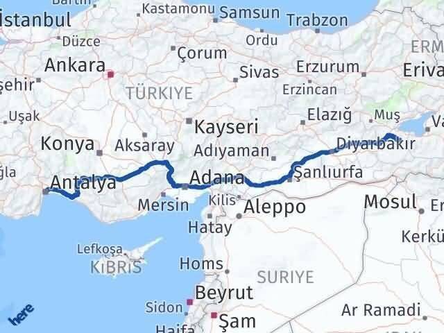 Antalya Hizan Bitlis Arası Kaç Km - Yol Haritası