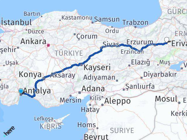 Antalya Horasan Erzurum Arası Kaç Km - Yol Haritası