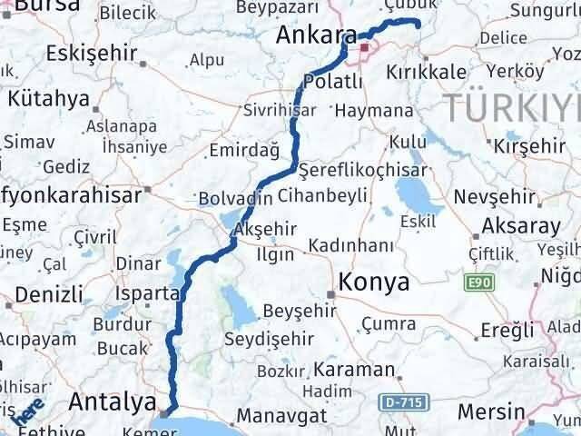 Antalya Kalecik Ankara Arası Kaç Km - Yol Haritası