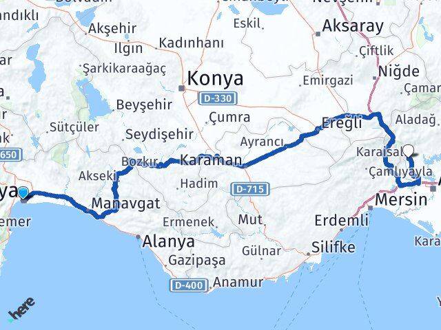 Antalya Karaisalı Arası Kaç Km - Yol Tarifi