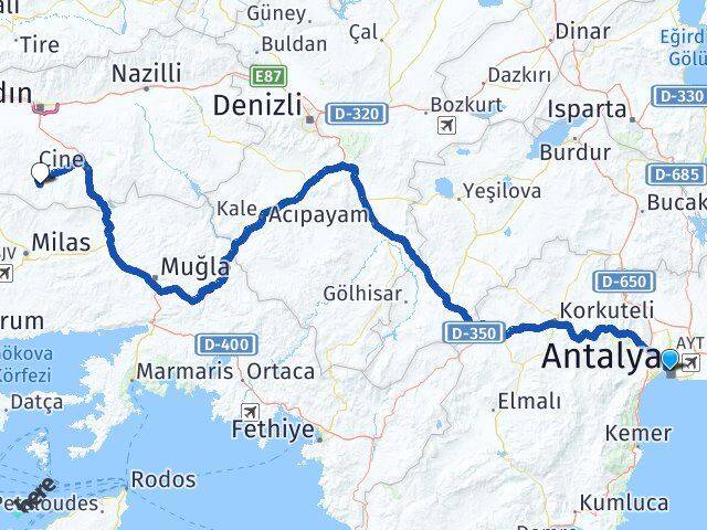 Antalya Karpuzlu Aydın Arası Kaç Km - Yol Haritası