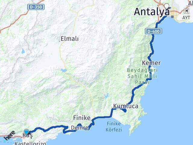 Ağullu Antalya Otogarı Arası Kaç Km - Yol Tarifi