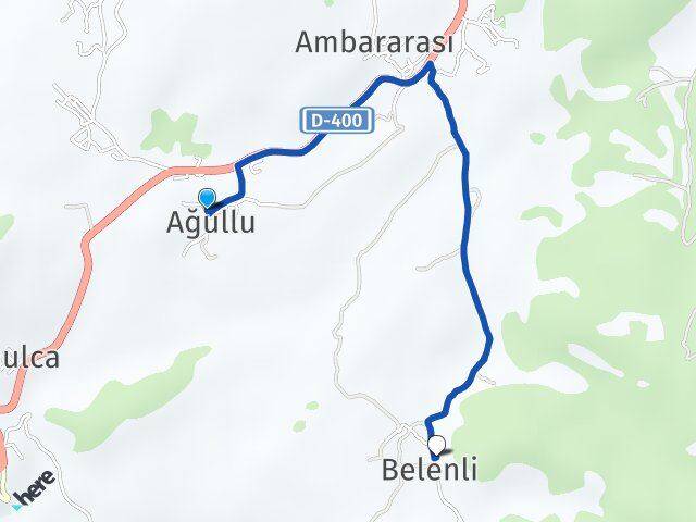 Ağullu Belenli Arası Kaç Km - Yol Tarifi