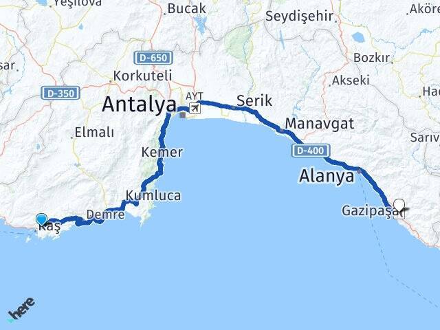 Ağullu Gazipaşa Alanya Havalimanı Arası Kaç Km - Yol Tarifi