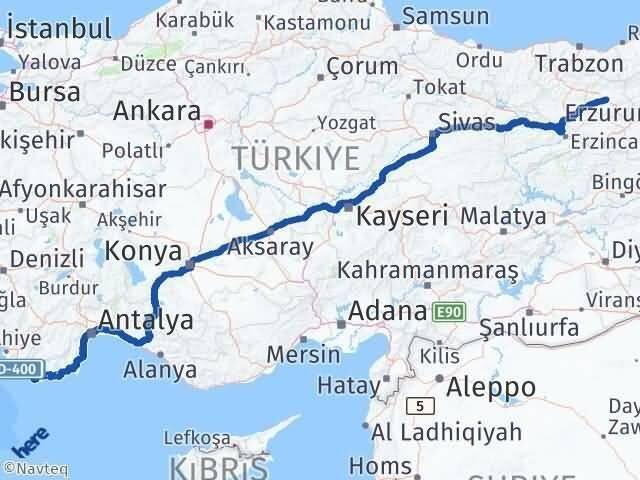 Antalya Kaş Bayburt Arası Kaç Km - Yol Haritası