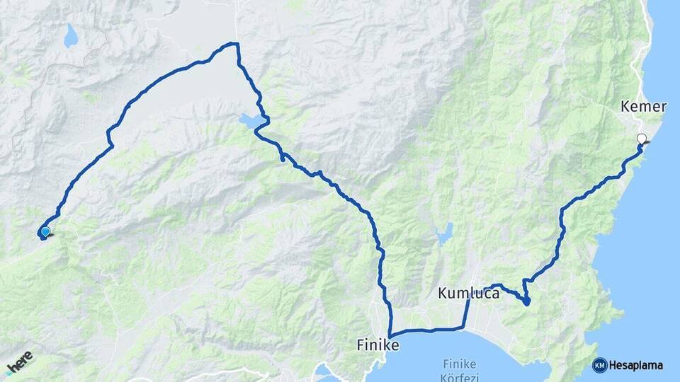 Antalya Kaş Beldibi Çamyuva Kemer Arası Kaç Km - Yol Haritası